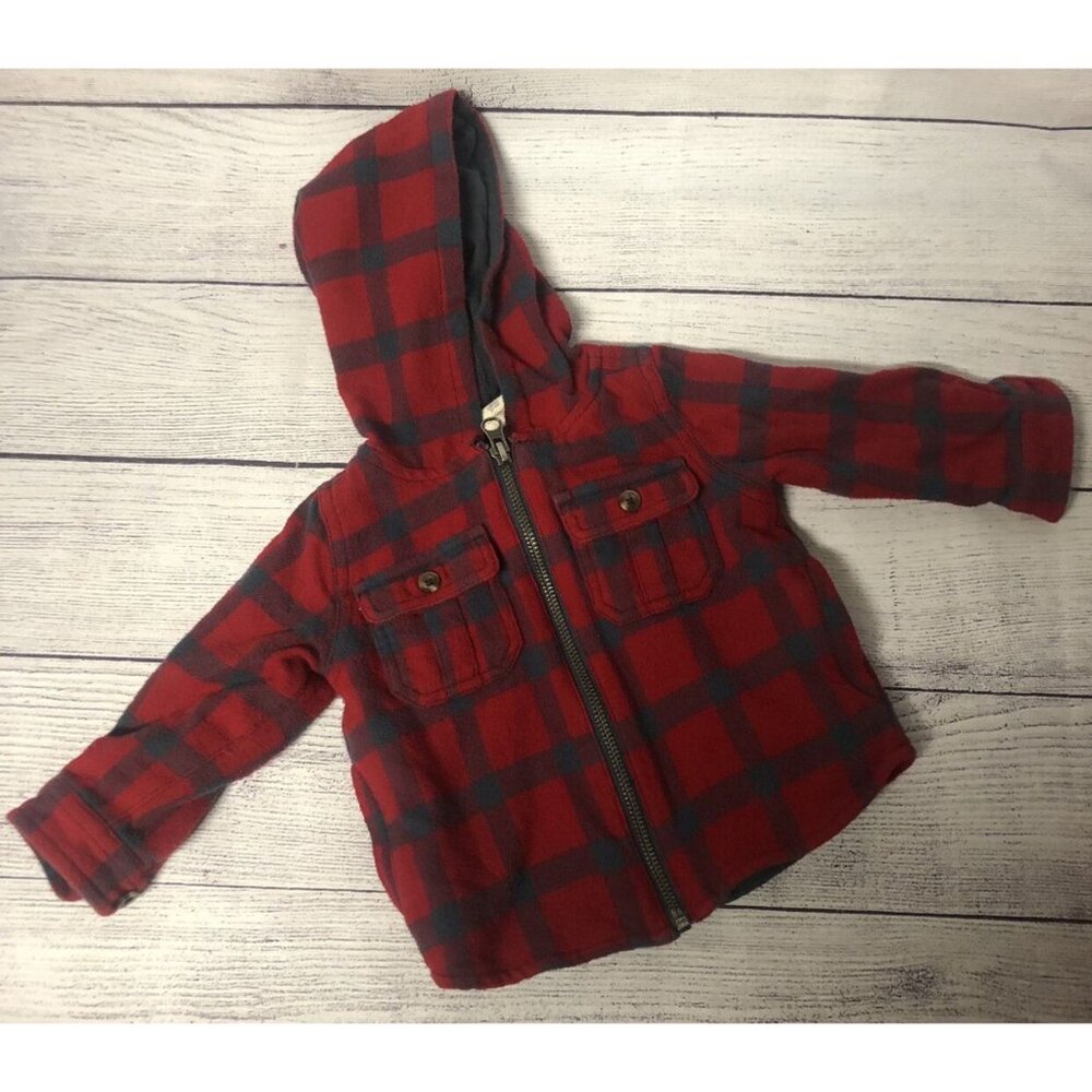Tucker & Tate 9M Plaid Flannel Hooded Zip Up Shacket